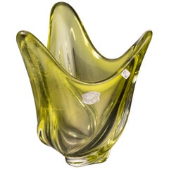 Elegant Yellow and Clear Glass Vase