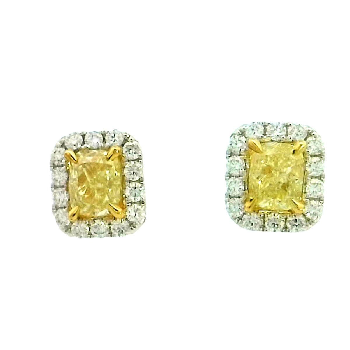 Donna Eleganti orecchini di diamanti gialli in vendita