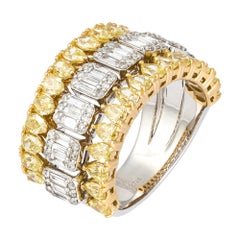 Eleganter eleganter Gelb-Weiß-Diamant-Weißgold-Ring aus 18k