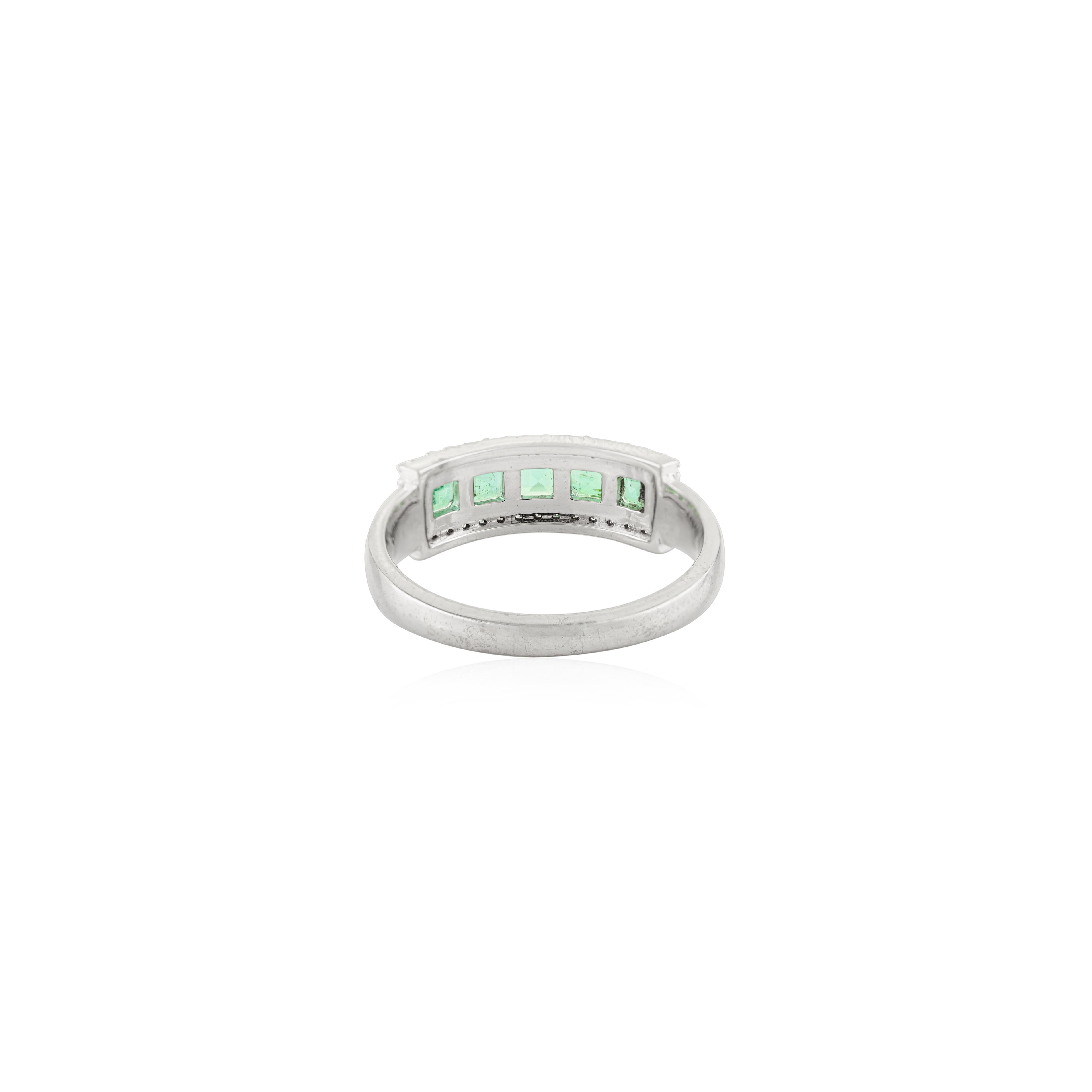 in vendita:  Eleganza della fede nuziale con smeraldo e diamante dello Zambia in oro bianco 14k per lei 5