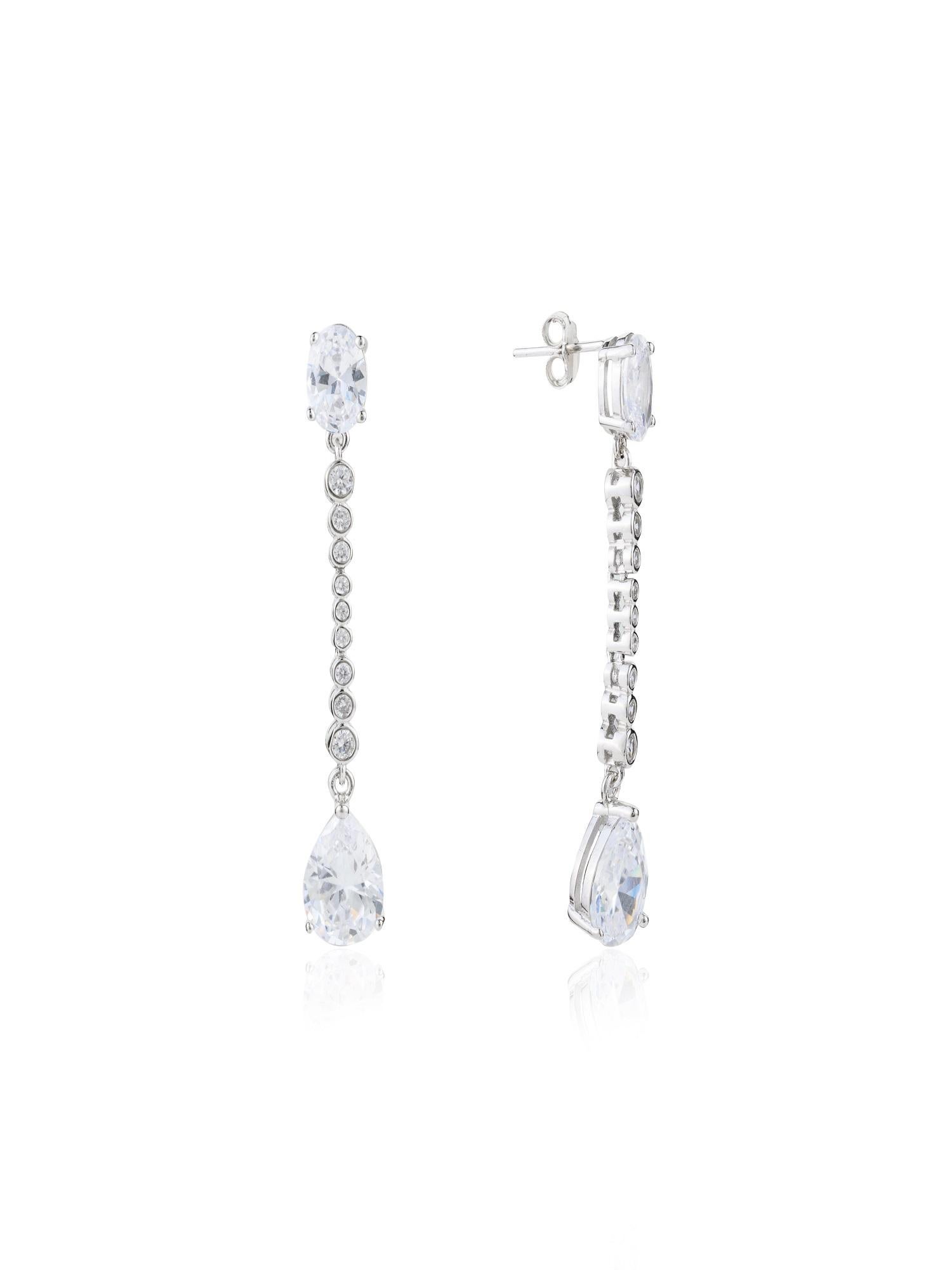 Elegant Zircon Long Dangle Drop Earrings for Valentine Gift in 925 Silver For Sale 3