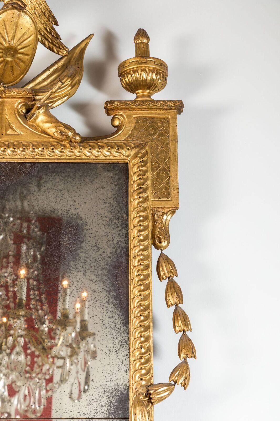 Elegant, Early 19th Century, Italian, Giltwood Mirror In Good Condition In Newport Beach, CA