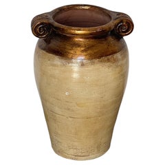Elegant decorative amphora, antique gold finish, "Aurelia," 1970s