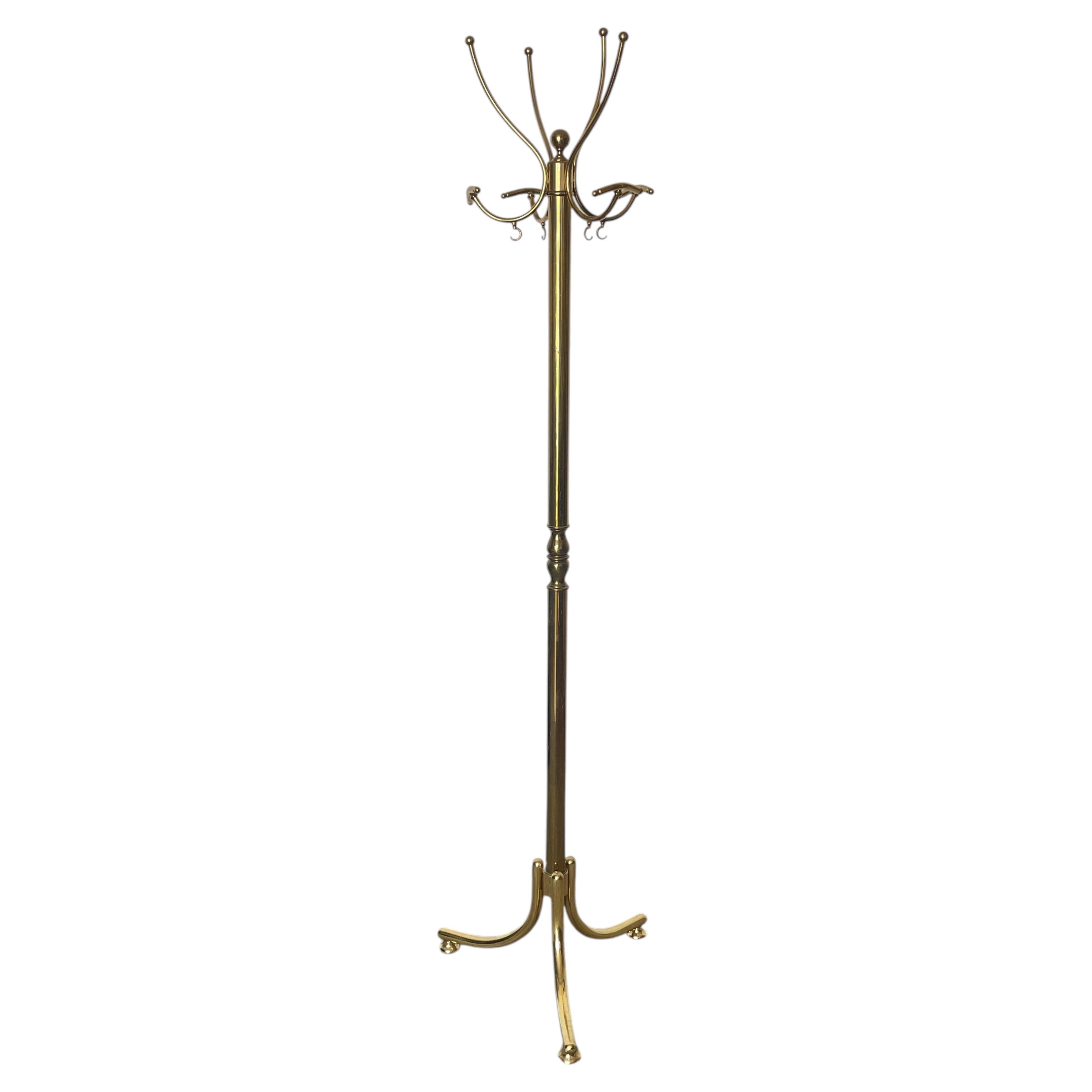 Elegante appendiabiti da terra in ottone, "L'Élégance", anni '70 in vendita
