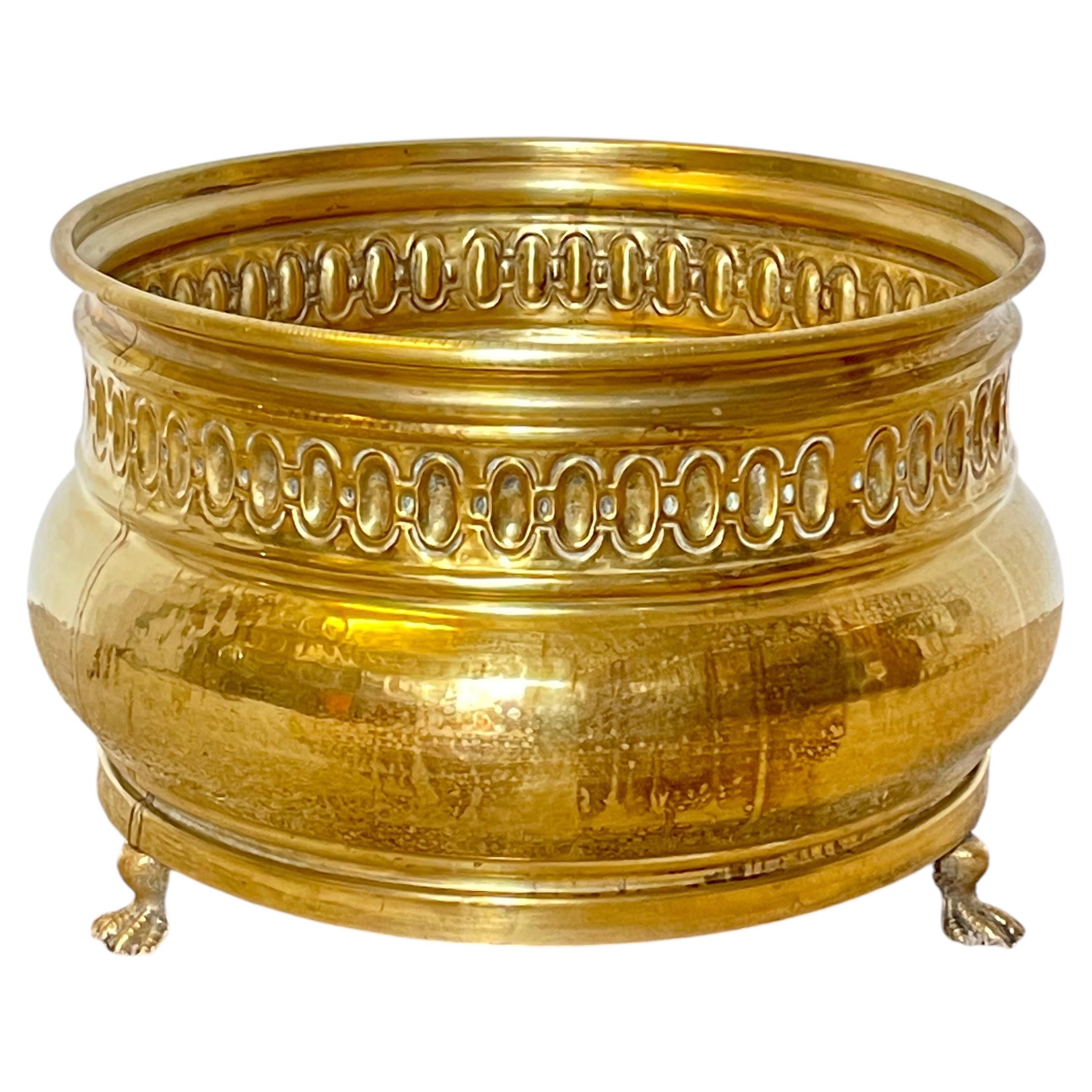 Elegant brass "Regal Gold" Cachepot with feet, 1970s