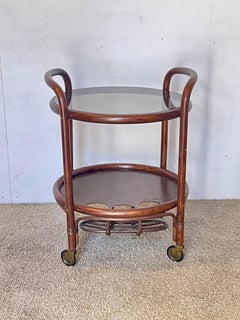 Elegant bamboo bar cart with a glass top, "Ambassador," 1970s