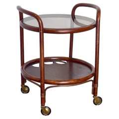 Elegant bamboo bar cart with a glass top, "Ambassador," 1970s