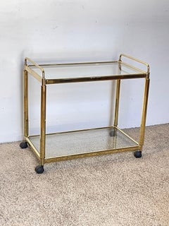 Elegant vintage brass and glass bar cart, "Regency Gold," from the 1970s
