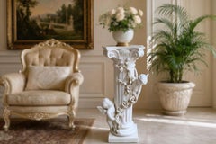 Elegant Ceramic Column with Angels - Neo-Baroque Style (1980s)