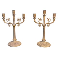 Elegante Coppia di Candelabri in Bronzo Dorato - Stile Classico