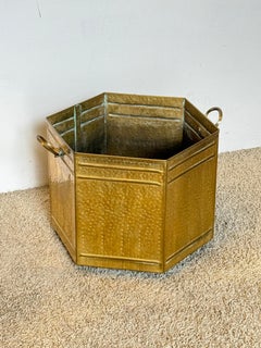 Elegant hammered brass planter, "Hexagonal Elegance," 1970s