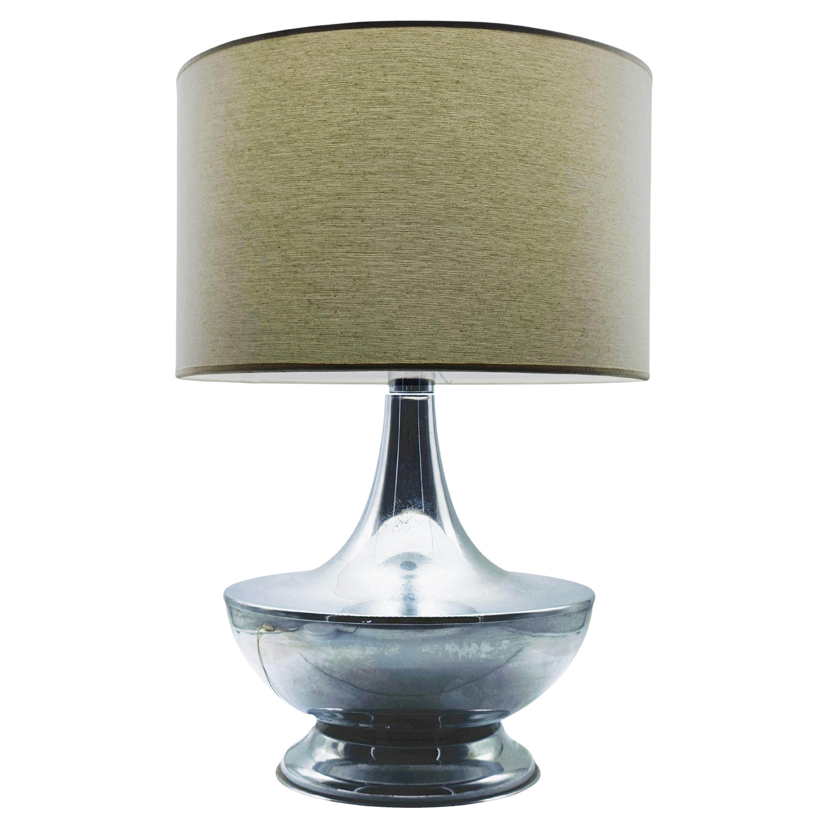 Elegante Lampada da Tavolo con Base Cromata, Italia 1970s