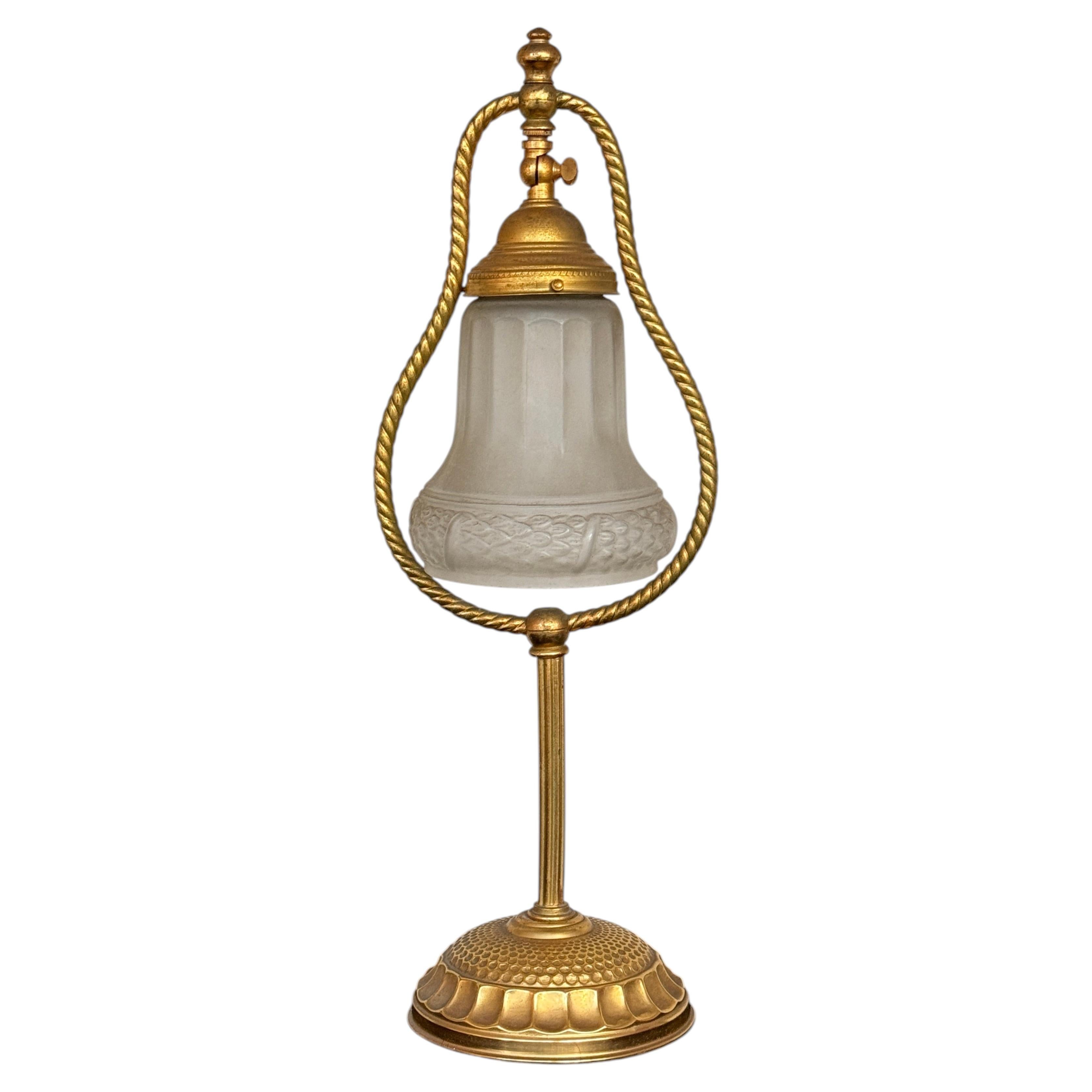 Elegant brass and glass table lamp, "Harmony of Light," 1970s For Sale