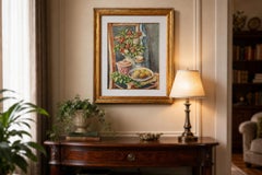 Elegant Still Life on Chair - Oil Painting with Gilded Frame (59x69 cm)