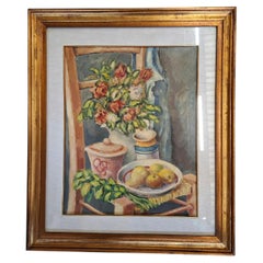Elegant Still Life on Chair - Oil Painting with Gilded Frame (59x69 cm)
