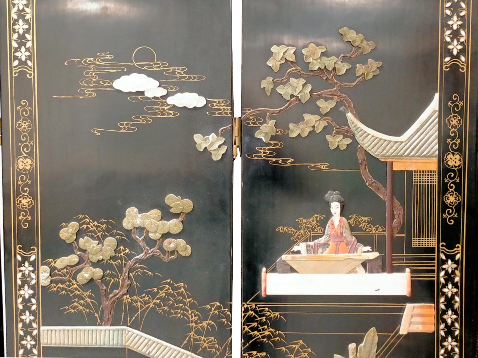Elegant Six-Panel Japanese Screen, 1920s For Sale 4