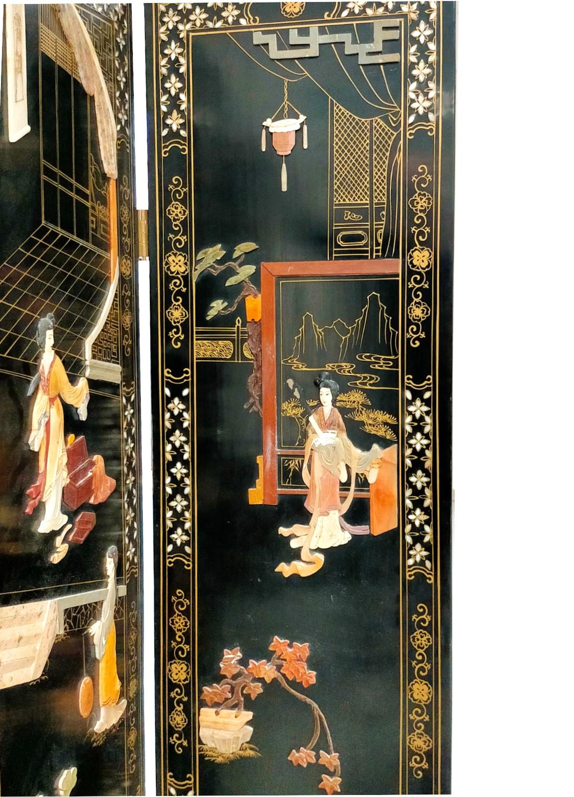 Brass Elegant Six-Panel Japanese Screen, 1920s For Sale