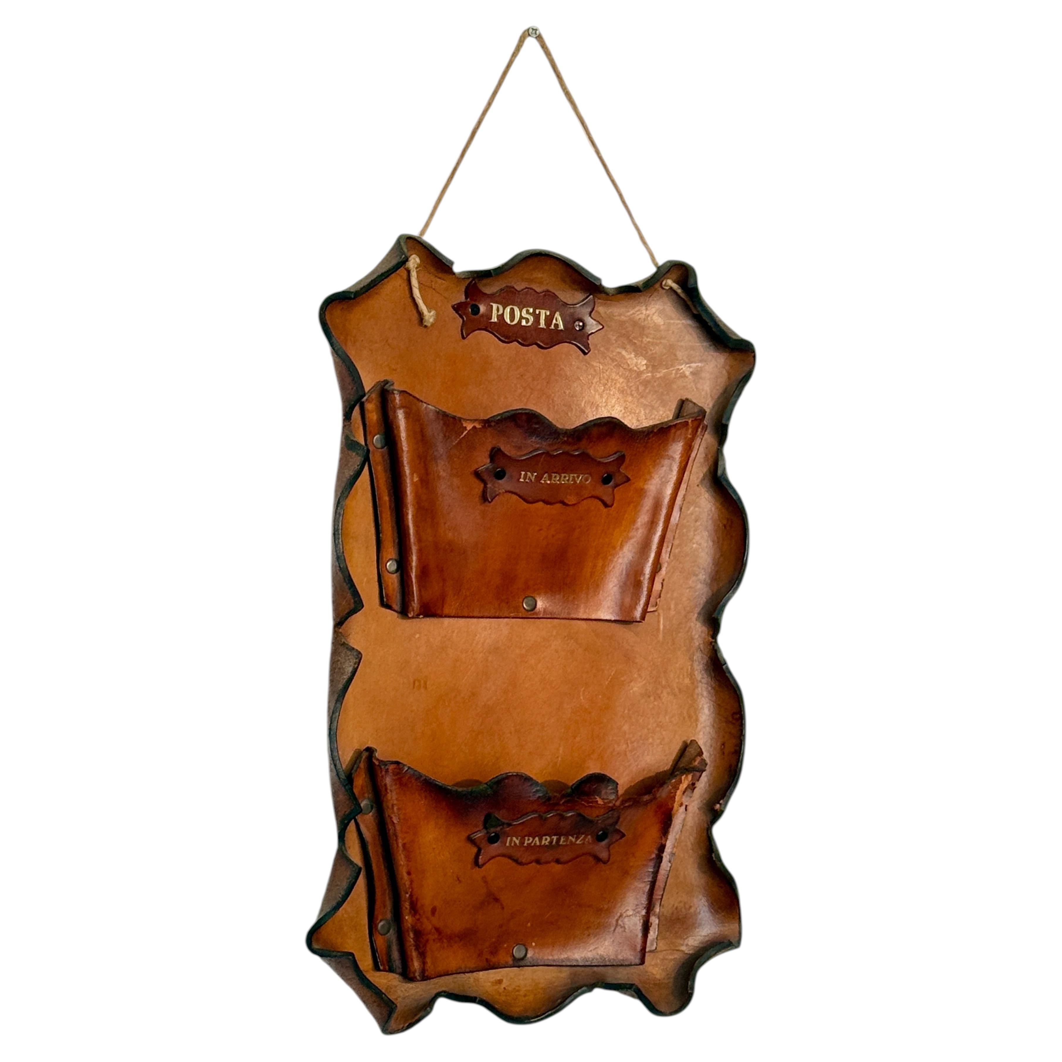Elegant hand-crafted wall mail holder "Eleganza Toscana," 1970s For Sale