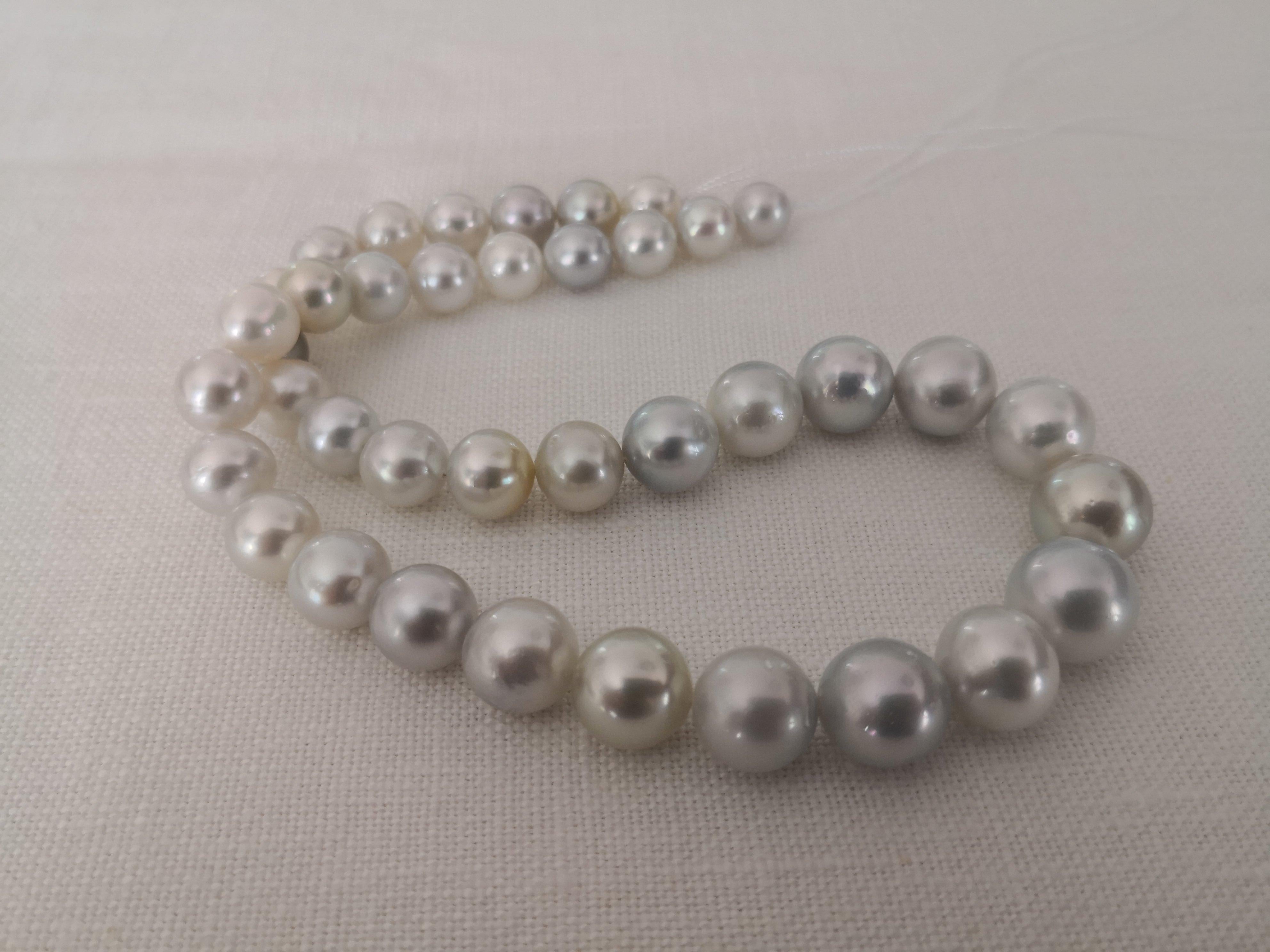 Women's Elegante Silver Natural Color South Sea Pearls with High Luster and Orient