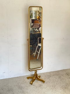 Elegant swivel floor mirror in brass and glass, "Empire," 1970s