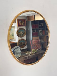 Elegant round brass mirror, Italy, 1990s