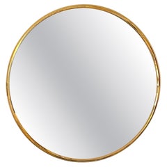 Elegant round brass mirror, Italy, 1990s