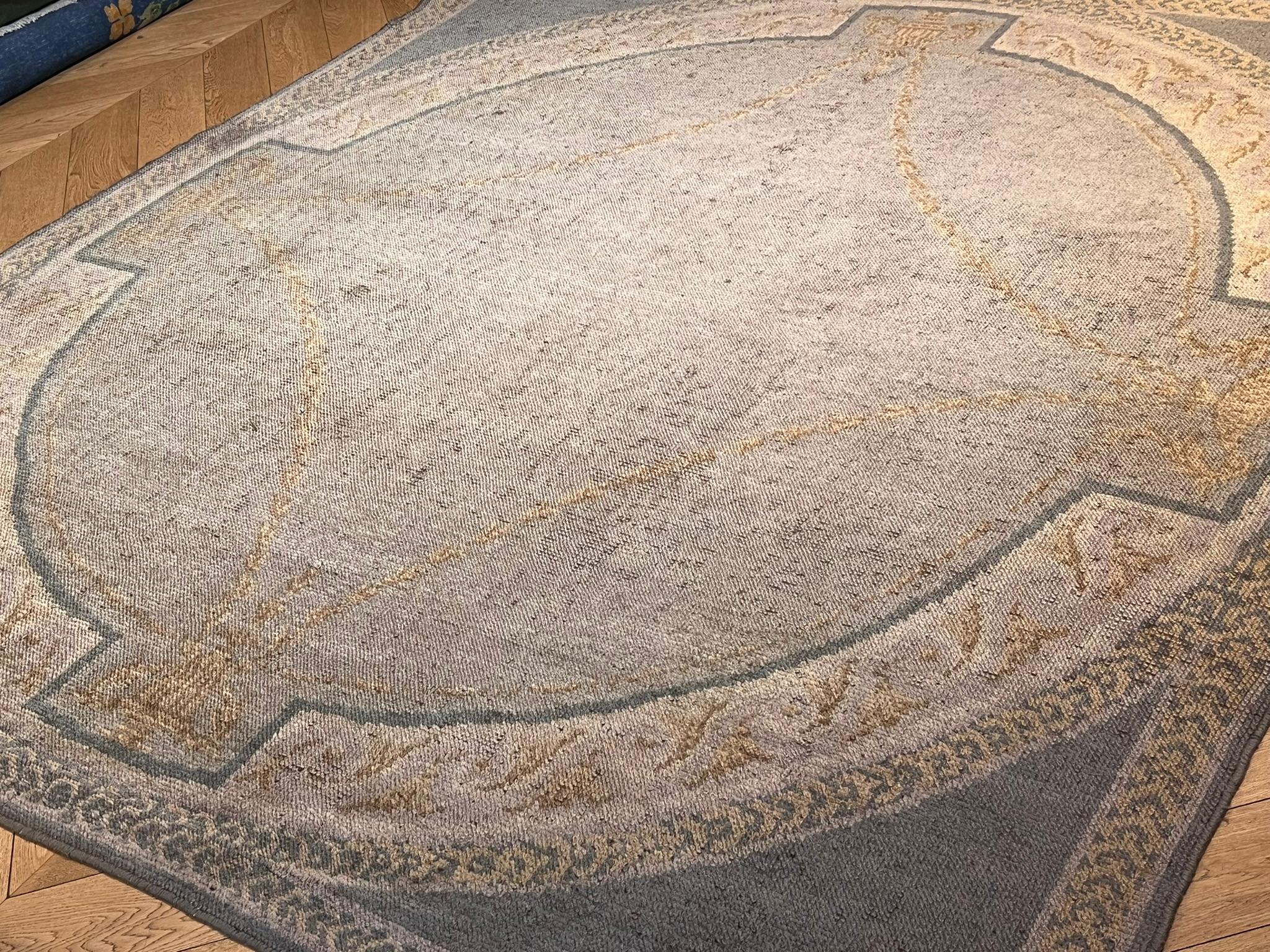 Wool Elegante tappeto stile impero toni caldi decoro ton sur ton grigio verde giallo