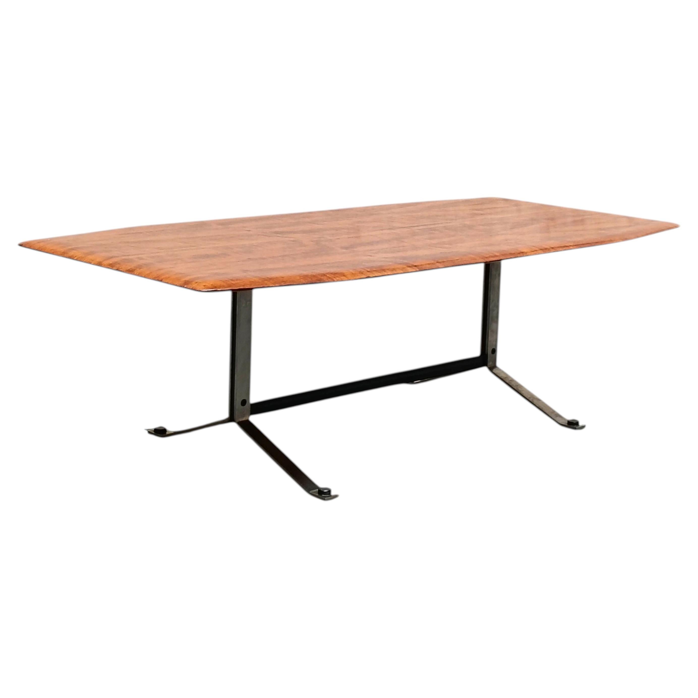 Elegant Coffee Table with Shaped Top and Metal Frame, Italy, 1960s For Sale