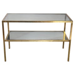 Eleganter Couchtisch aus Messing und Glas, „Golden Frame“, 70er Jahre
