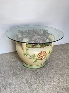 Eleganter Couchtisch aus Glas und Keramik, „Lion’s Garden“, 70er Jahre