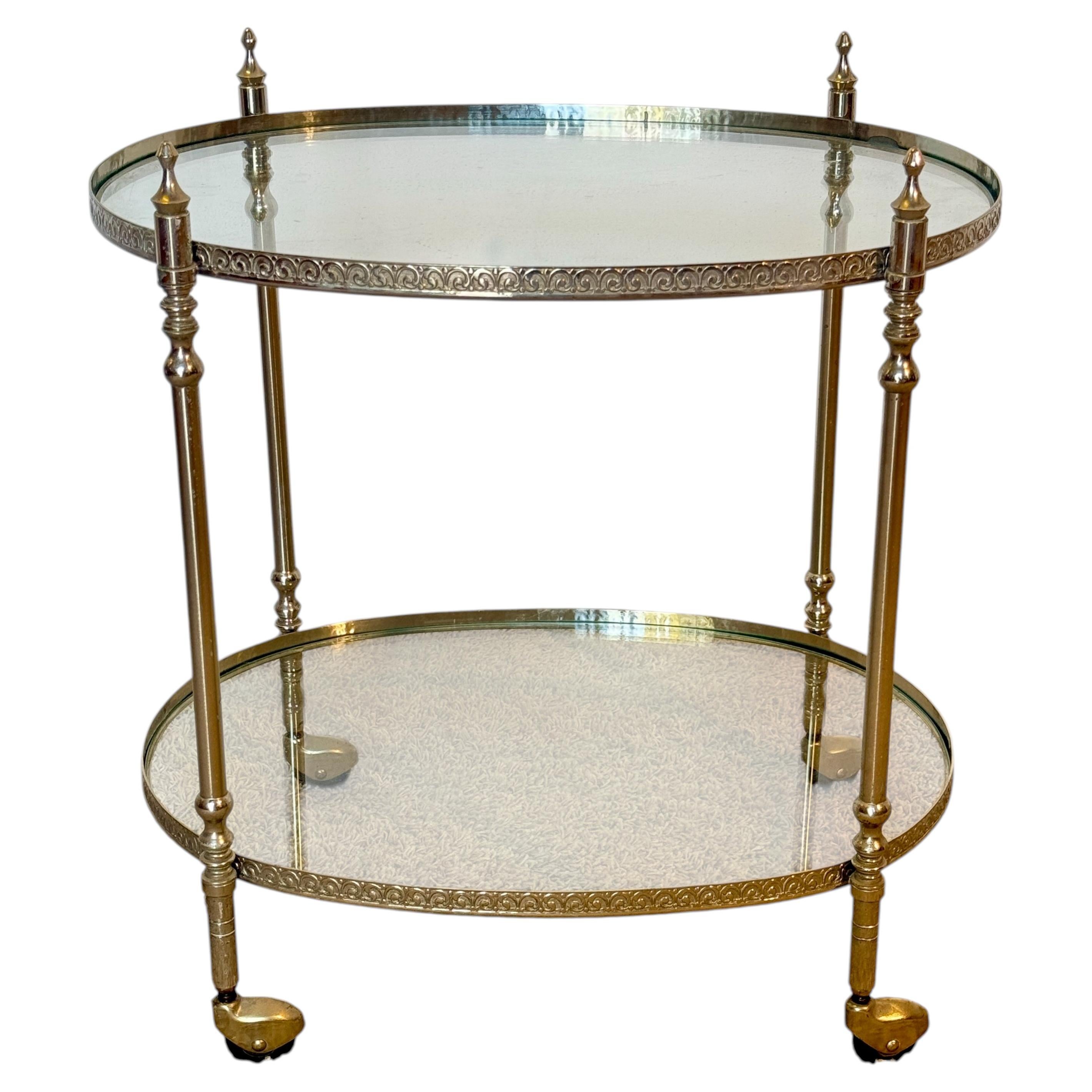 Elegant brass and glass trolley "Silver Classic," italy, 1970s For Sale