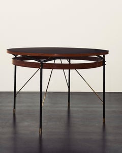 Elegante tavolo rotondo, design italiano, anni '50