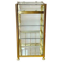 Elegant display cabinet with a brass and glass frame, "Regency Gold," 1970s