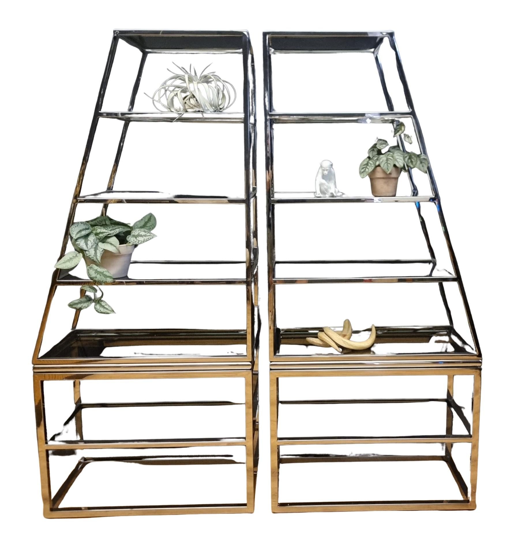Vintage Chrome Steel Bookcases: Style and Functionality For Sale 4
