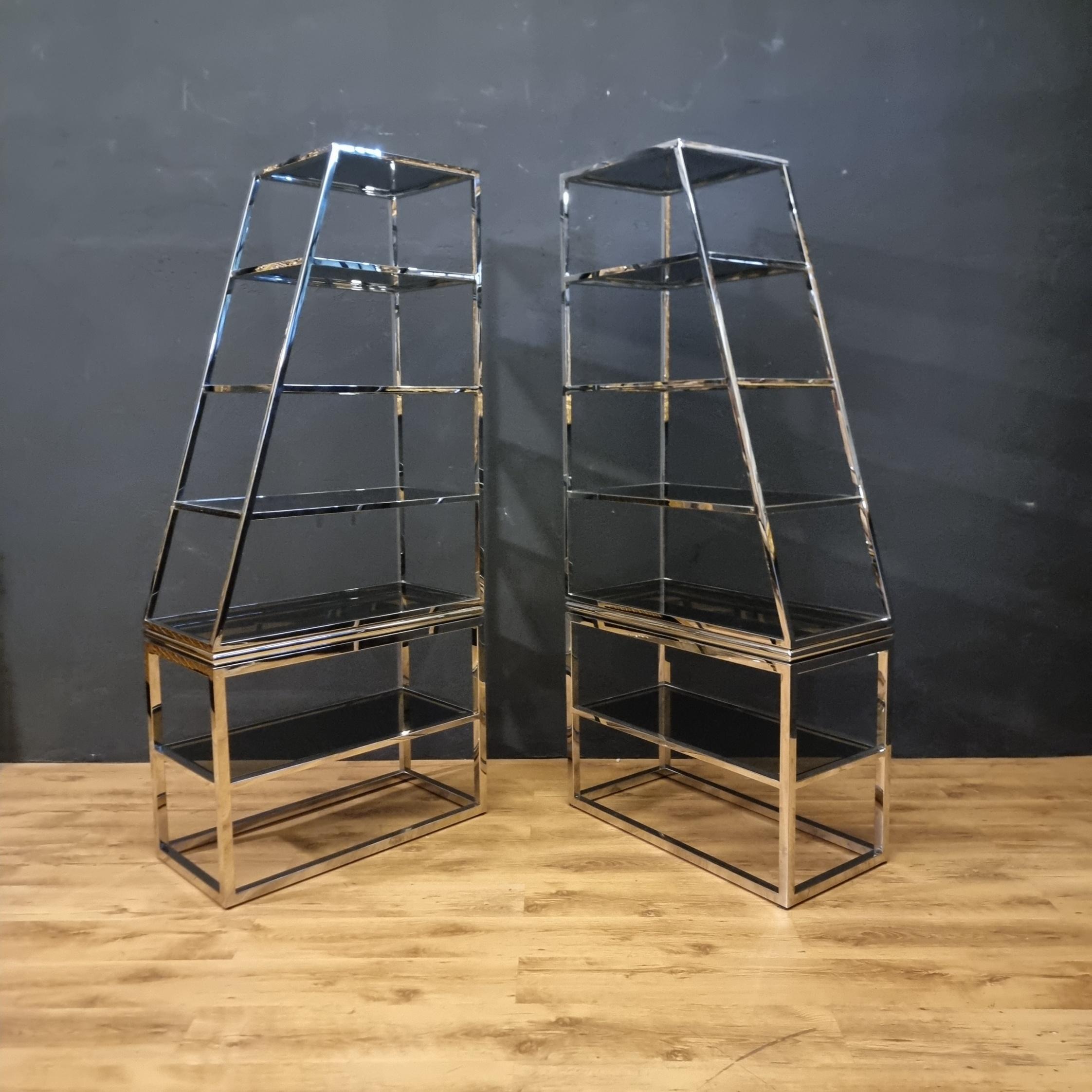 Vintage Chrome Steel Bookcases: Style and Functionality For Sale 5