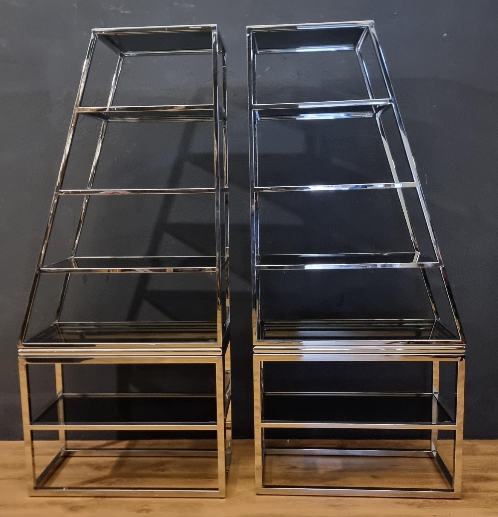 Vintage Chrome Steel Bookcases: Style and Functionality For Sale 6