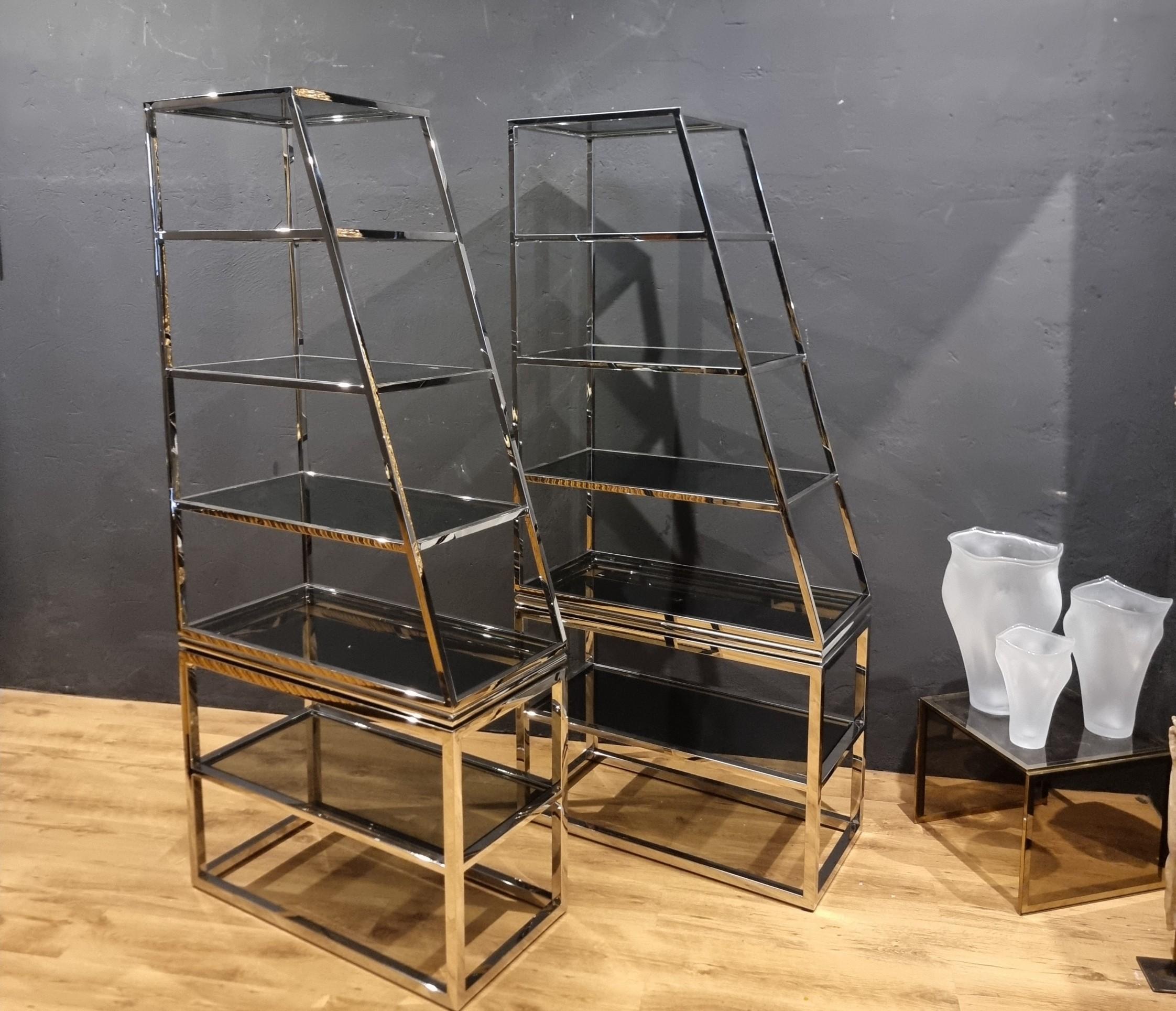 Modern Vintage Chrome Steel Bookcases: Style and Functionality For Sale