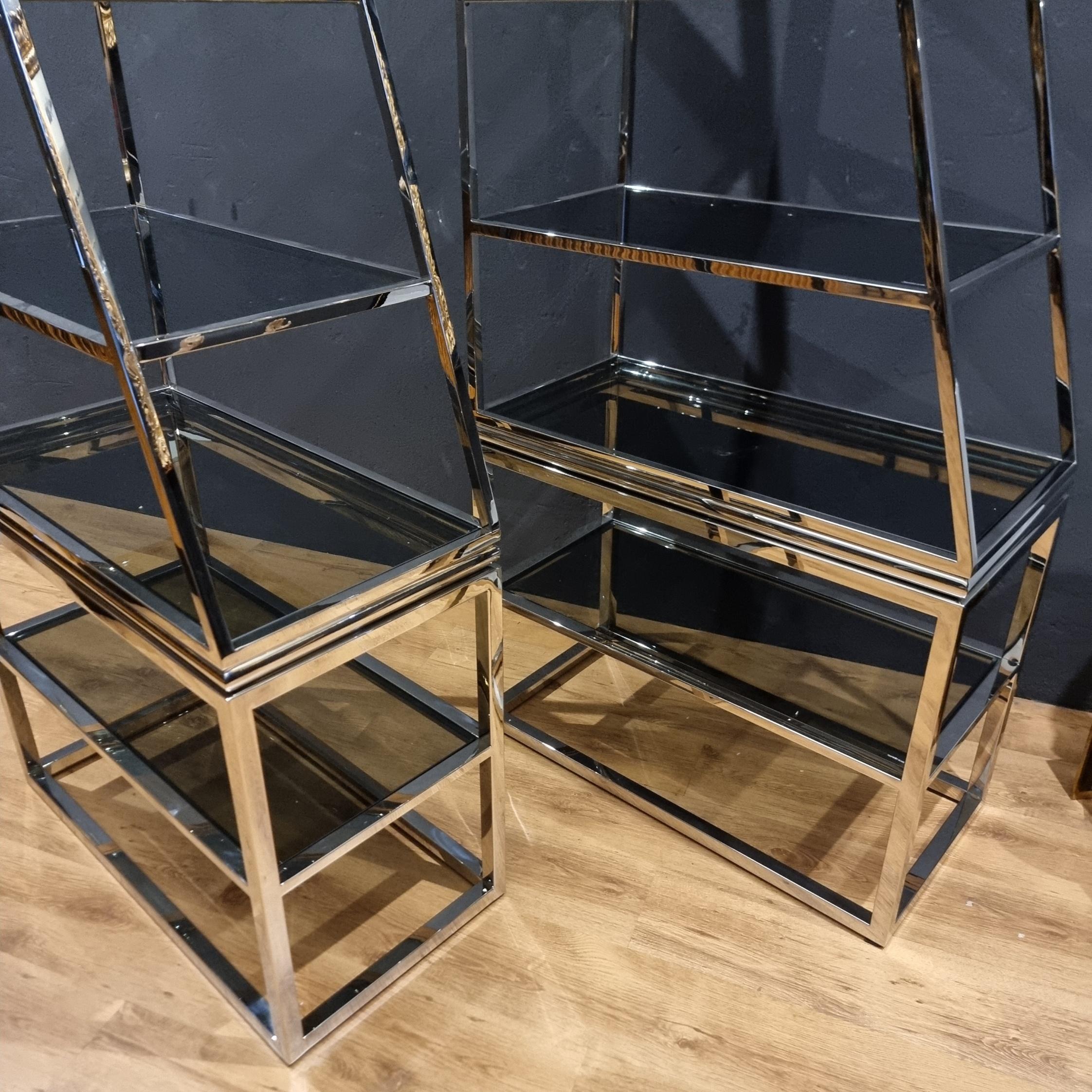 Italian Vintage Chrome Steel Bookcases: Style and Functionality For Sale