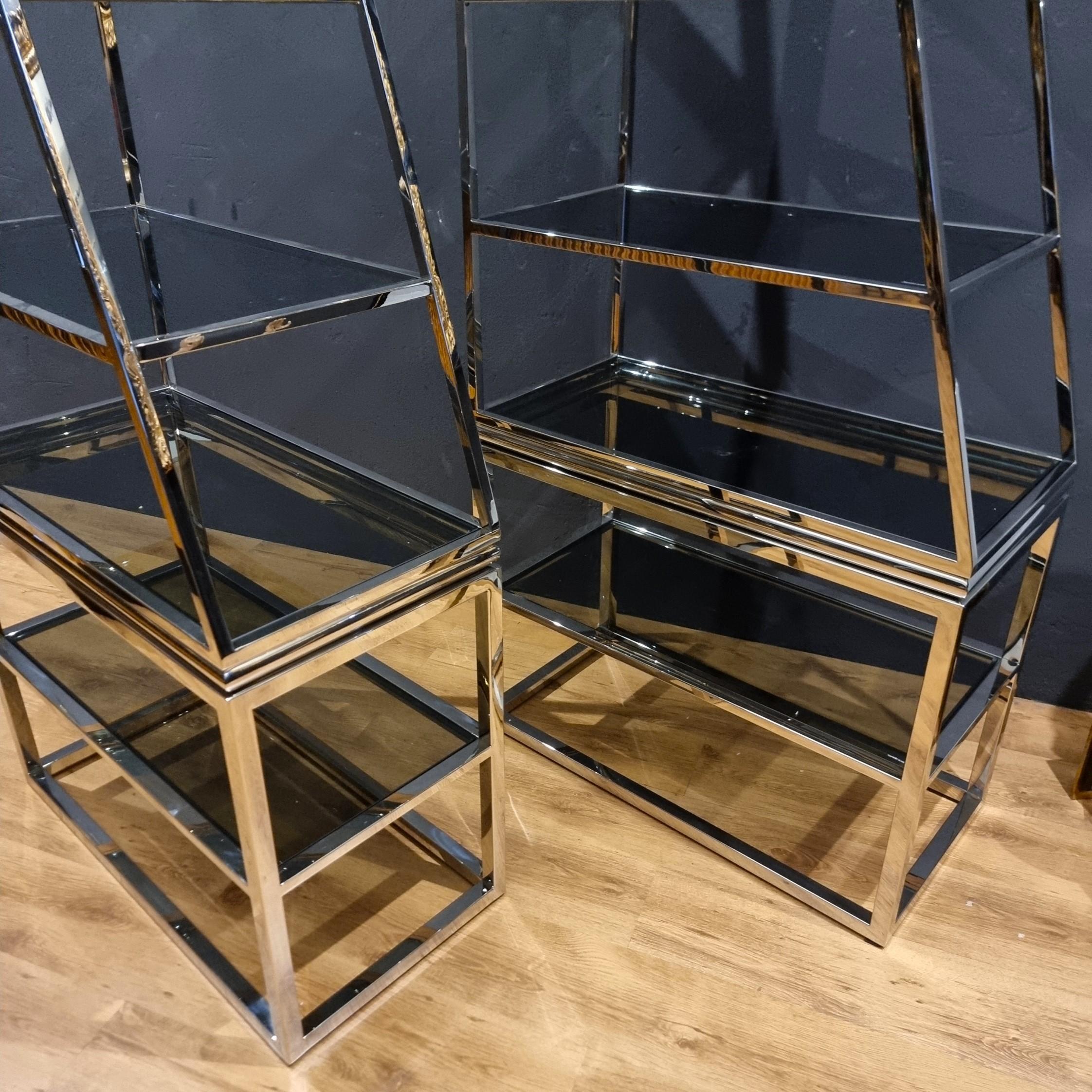 Vintage Chrome Steel Bookcases: Style and Functionality For Sale 2