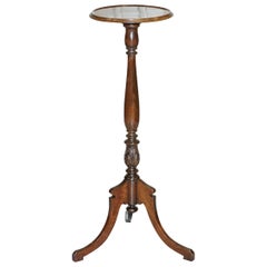 Elegantly Carved Antique Hardwood Tripod Lamp Side End Wine Table Great Plants