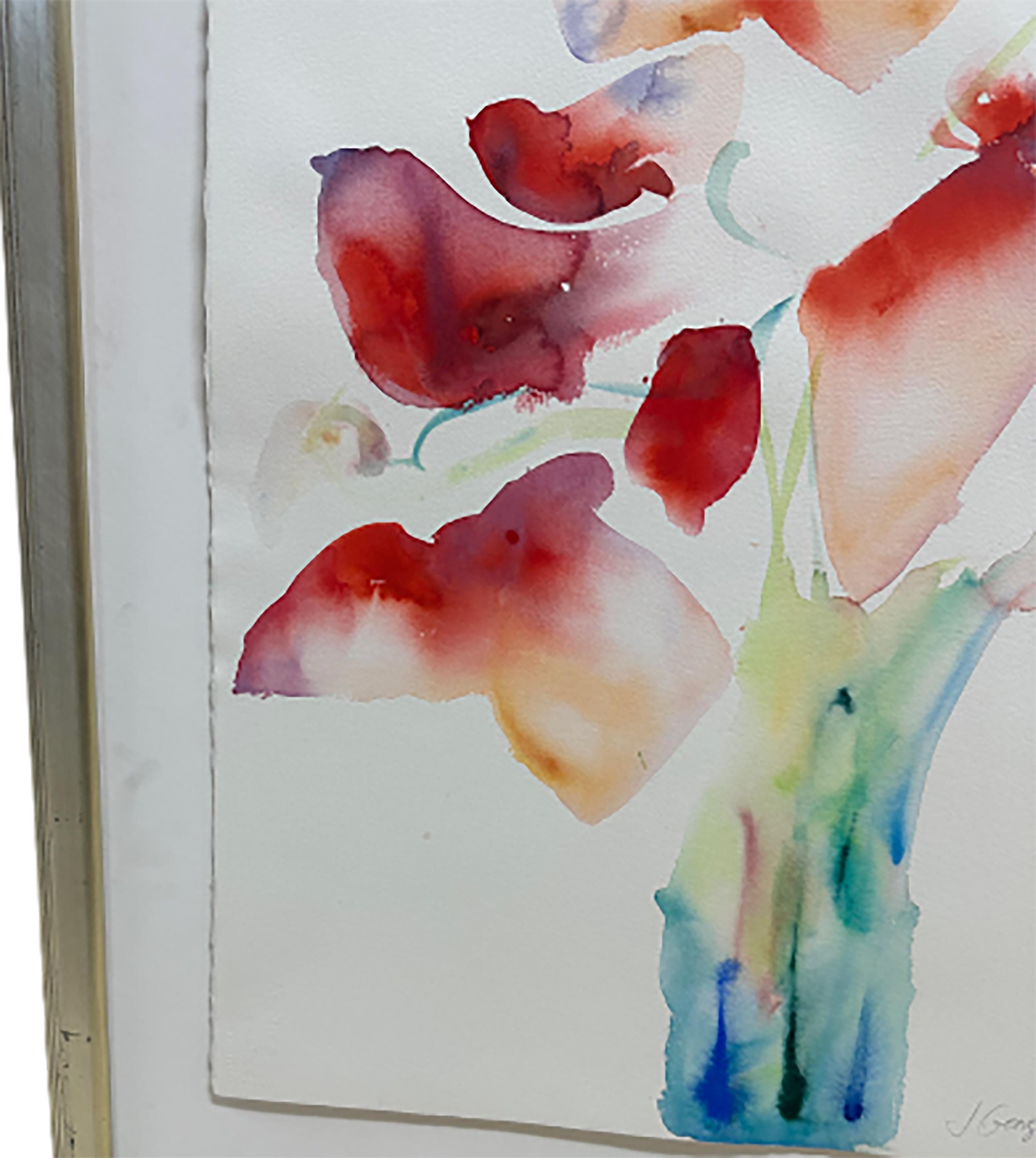 Hand-Painted Elegantly Framed Watercolor Painting by Artist J. George For Sale