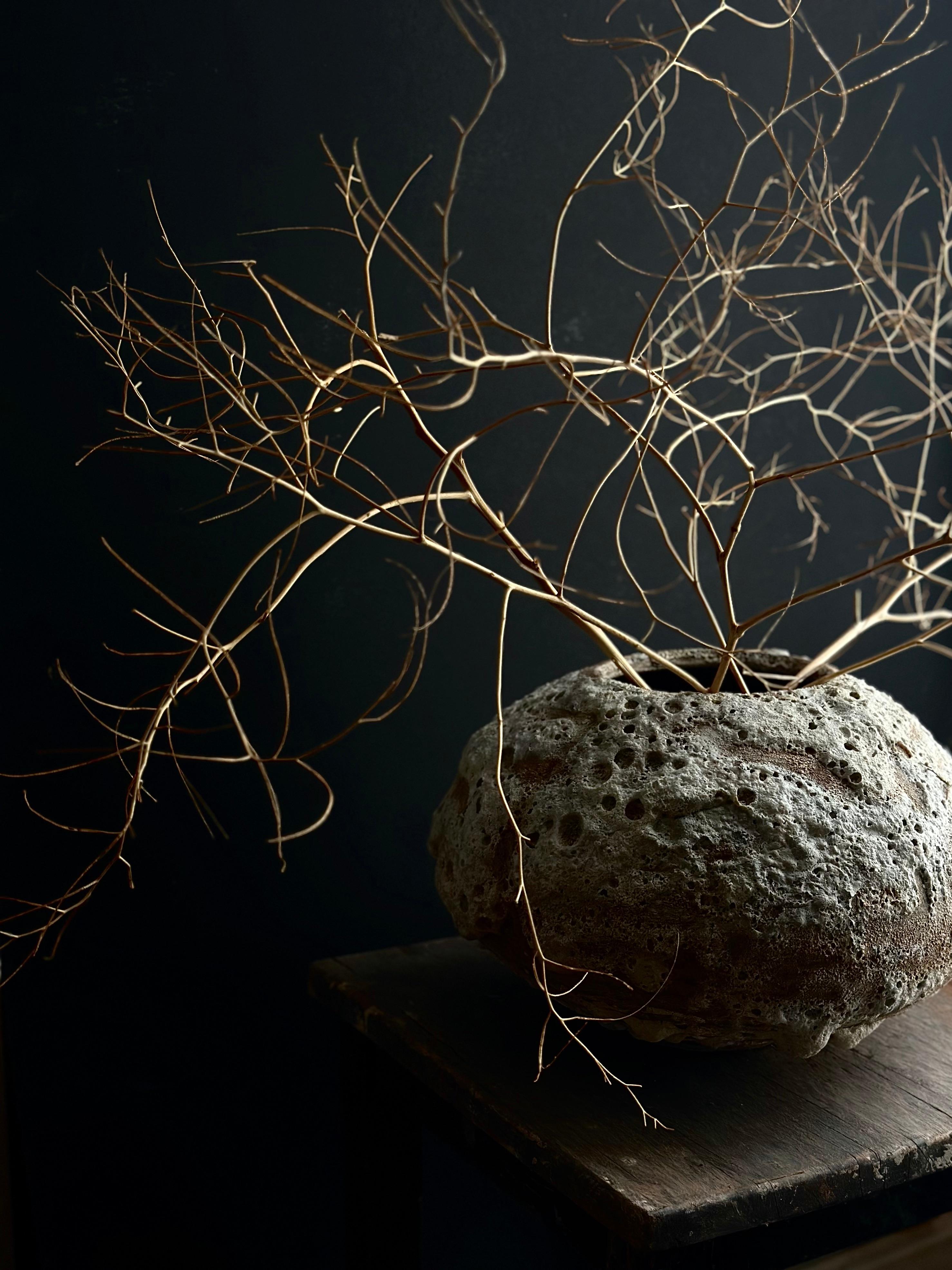 Moderno Vaso in ceramica elegantemente scolpito per ambienti Wabi-Sabi e moderni in vendita