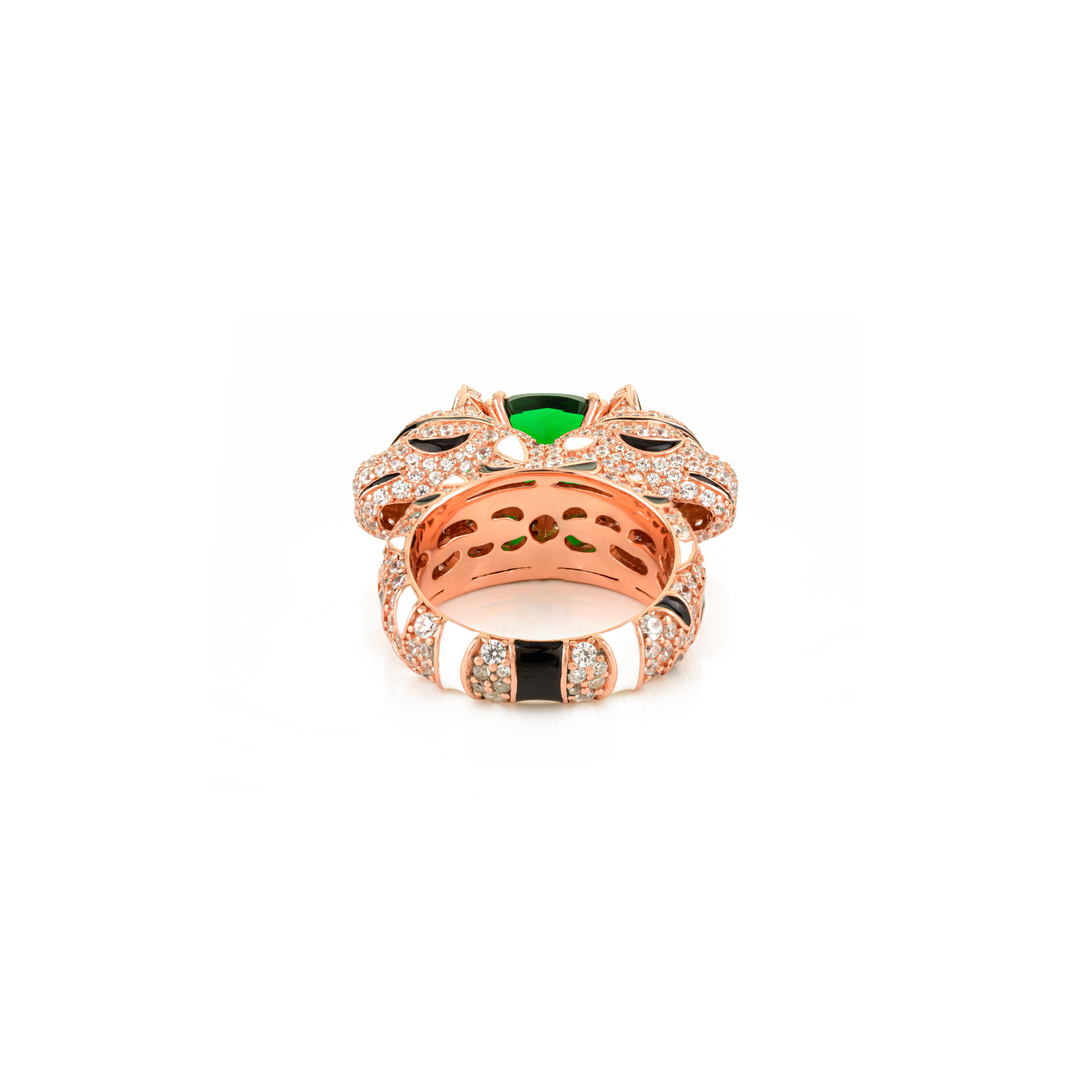 in vendita:  Eleg Bold Panther - Zircone verde in argento massiccio 925 - Anello unisex con animale unico 7