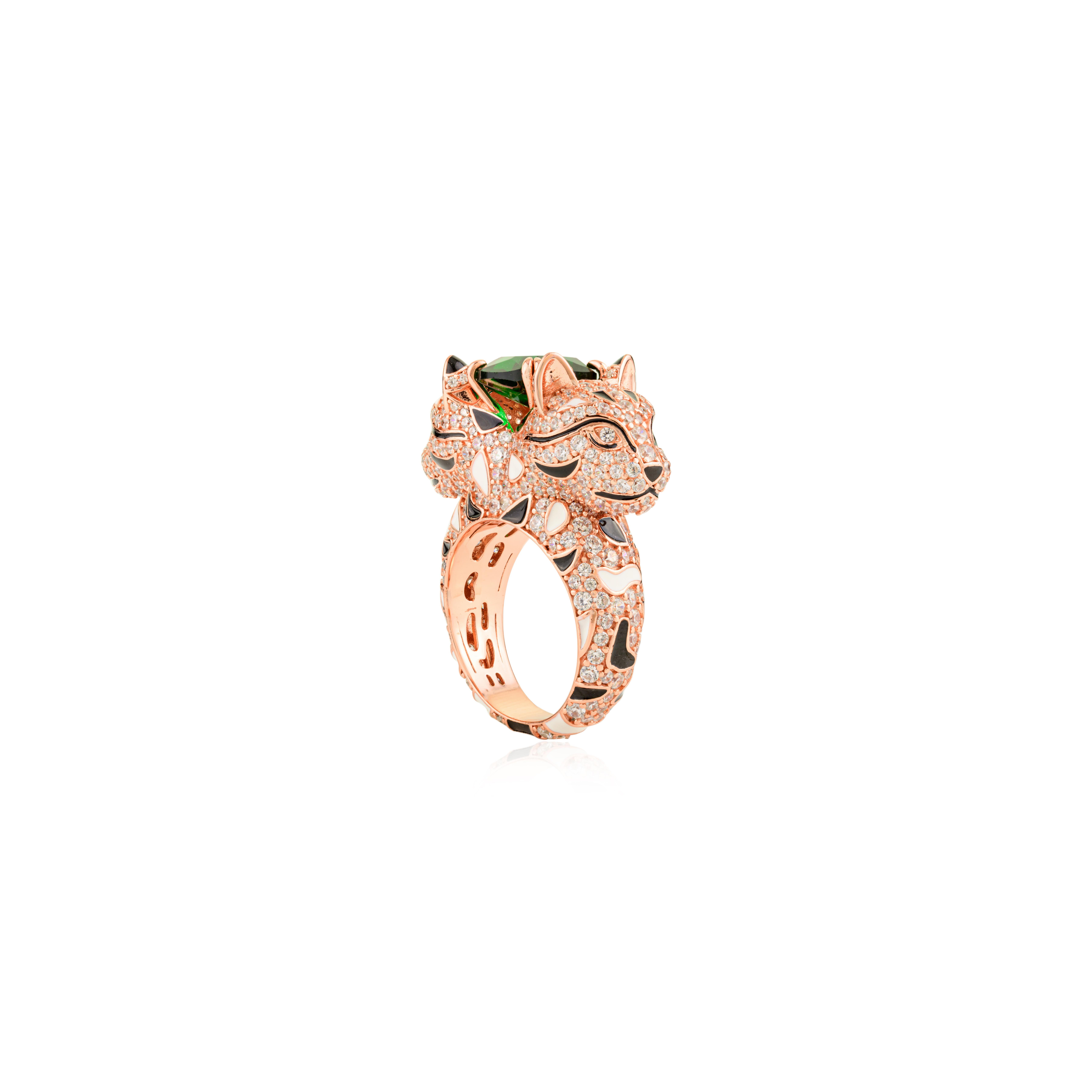 in vendita:  Eleg Bold Panther - Zircone verde in argento massiccio 925 - Anello unisex con animale unico 9