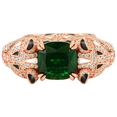 Eleg Bold Panther - Zircone verde in argento massiccio 925 - Anello unisex con animale unico