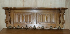 Elegent Dutch Carved Oak Coat Hat Scarf Wall Rack Hanger French Royal Hooks