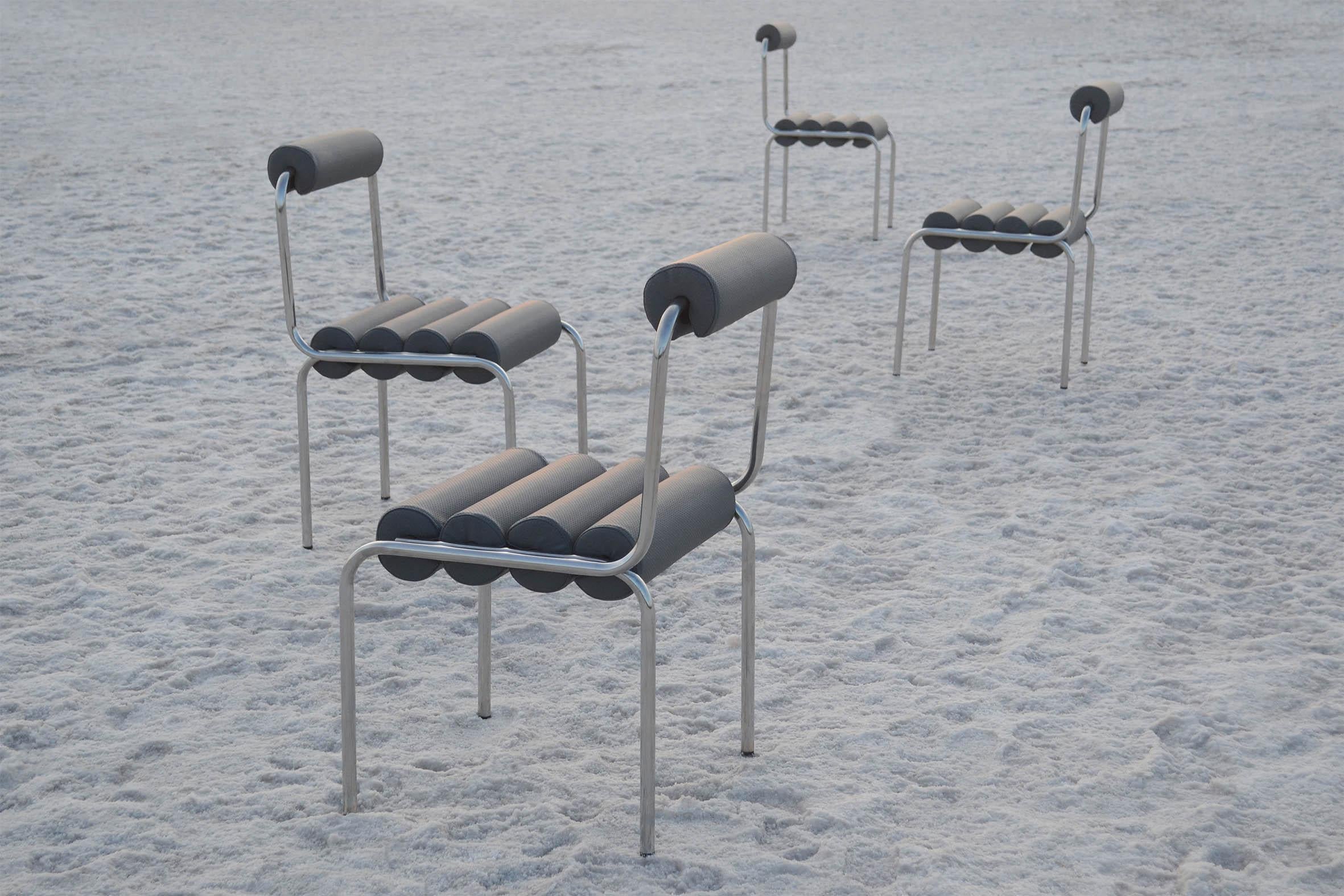 Elegg röhrenförmiger Stuhl B mit geschwungener Rückenlehne von Studio Christinekalia im Angebot 4