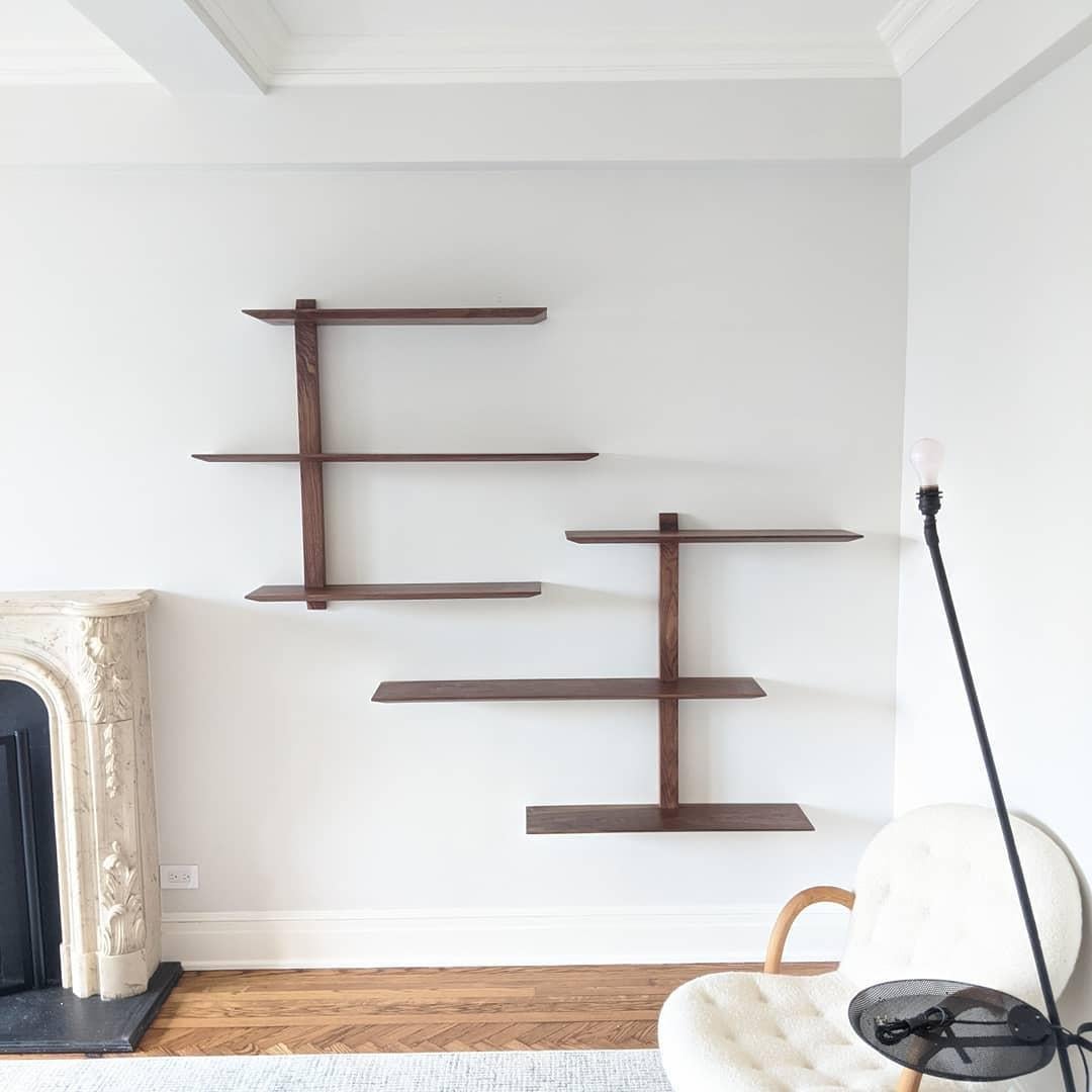 Contemporary Elemen Shelving Solid Walnut Shelving System, Custom Arrangements Possible For Sale