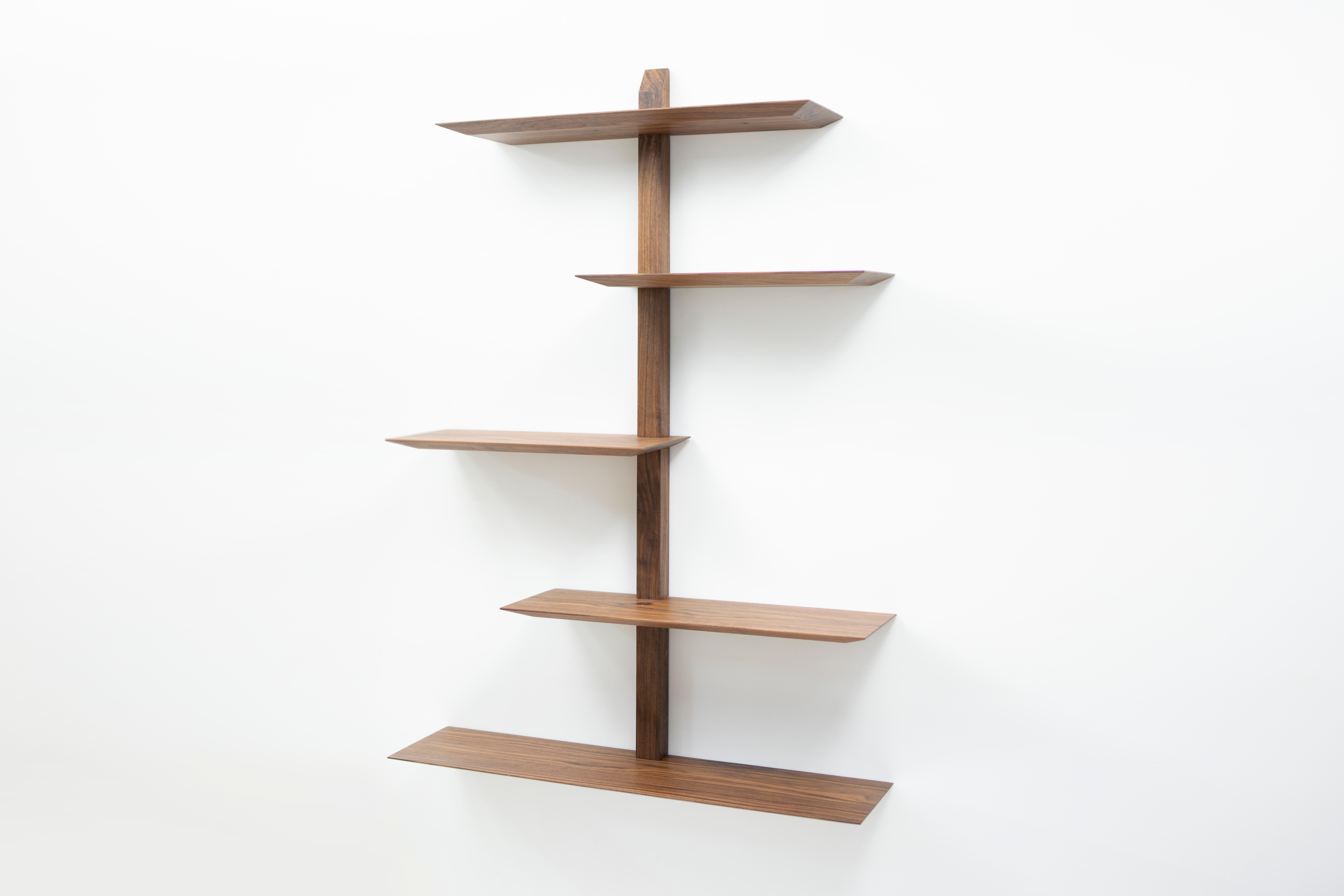 Hand-Crafted Elemen Shelving Solid Walnut Shelving System, Custom Arrangements Possible