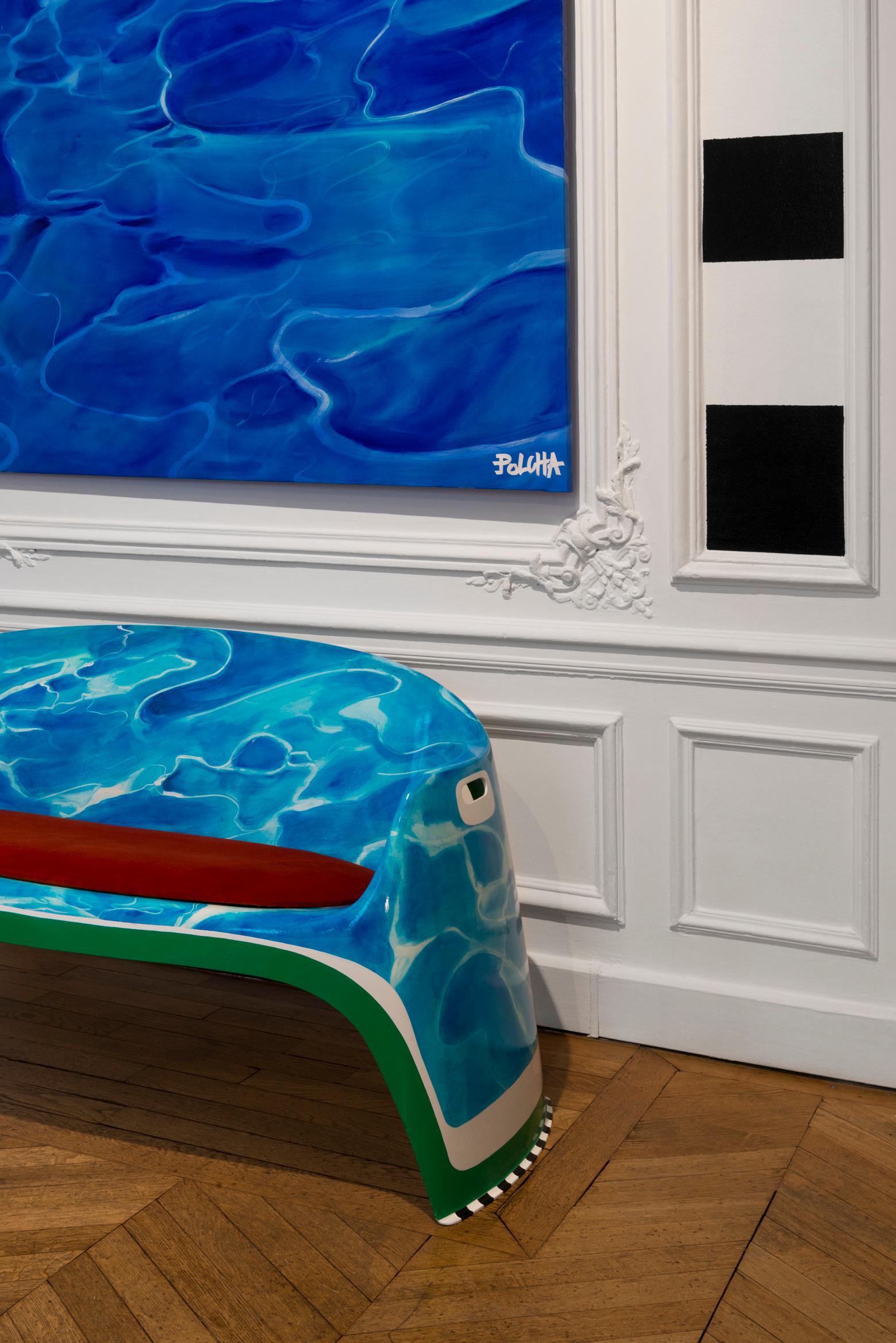 Hand-Painted ELEMENT 00002 Swimming Bench 1 For Sale
